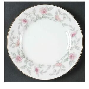 Bread & Butter Plate Shalimar by Valmont Pink Flower gray Stems 6 1/2"